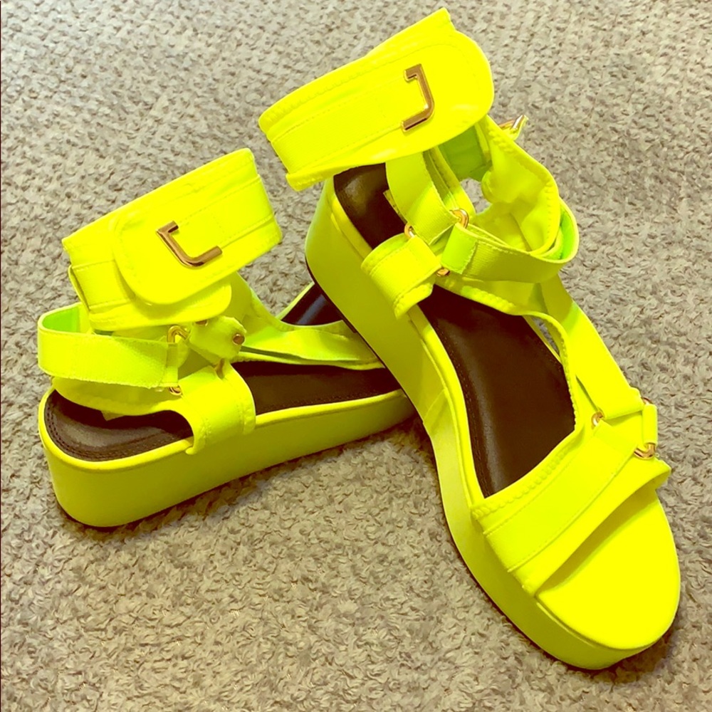 Akira Neon Green Gladiator Platform Sandals